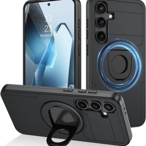 DUEDUE for Samsung Galaxy S24 FE Case Magnetic[Compatible with Magsafe], Built-in Ring Holder Shockproof Heavy Duty Protective Kickstand Ph…