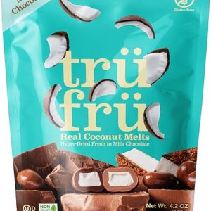 Tru Fru Real Coconut Melts Hyper-Dried Fresh in Milk Chocolate, Premium Gourmet Freeze Dried Fruit Snack, 4.2 oz