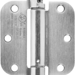 Amazon Basics Self-Closing Door Hinge, 3.5 Inch x 3.5 Inch, 1 Piece, Satin Nickel