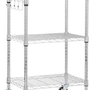 Amazon Basics Portable Kitchen 3-Tier Storage Rack on Caster Wheels with Adjustable 2 Shelves, 175 Pound Capacity, 21 x 15 x 36.7 inches (L…
