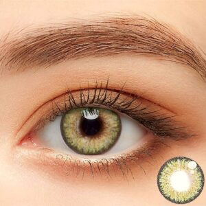 Colored Contact Storage Organizer Case with Lenses Remover Tweezer Set, Bseries Green