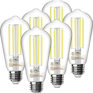 TJOY 6 Pack E26 Base Vintage LED Edison Light Bulbs, 60W Equivalent Dimmable, 4000K Natural White, 8W ST58 LED Filament Bulbs, 800Lumens, CR…