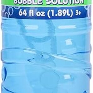 Sunny Days Entertainment Bubble Solution Refill with Wand 64oz Non Toxic (1/2 Gallon), Kids Easy Grip Bottle Refill for Bubble Machine, Bub…