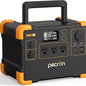 pecron Portable Power Station E600LFP 614Wh Solar Generator Power Station with 3X1200W AC Outlets 100W USB-C PD Output LiFePO4 Battery Back…