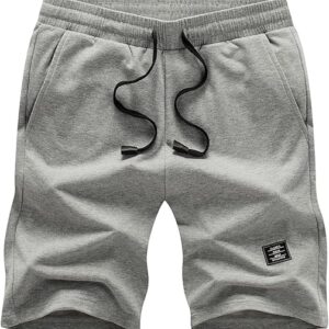 JMIERR Mens Cotton Sweat Shorts with 3 Pockets Workout Lounge Jogger Athletic Shorts 7 inch Inseam Running Shorts