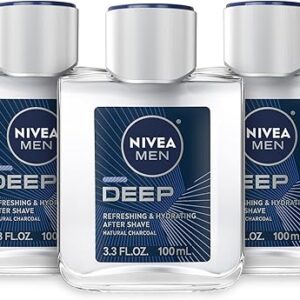 NIVEA MEN DEEP Refreshing and Hydrating After Shave with Natural Charcoal, Aftershave Lotion for Men Soothes Shave Irritation, Vanilla and B…
