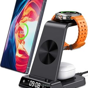 Wireless Charger for Samsung, 3 in 1 Wireless Charging Station for Samsung Galaxy S25 Ultra/S24 Ultra/S23/S22/Note 20/Z Flip 6/Fold 6, Char…