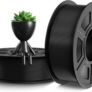 PETG Filament 1.75mm 2KG, 3D Printer Filament Black, Strong Toughness, 2 * 1KG(660M) High Precision, Dimensional Accuracy 0.02mm, 2 Packs