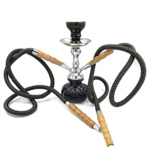 Hookah 2 Hose Set Glass Water Vase Tobacco Bong Smoking Shisha Pipe Hookah Black Color