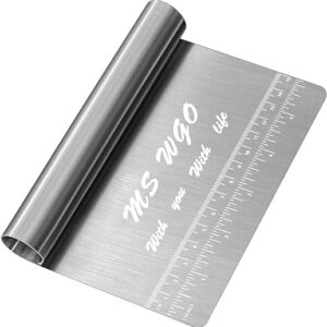 Pro Dough Pastry Scraper/Cutter/Chopper Stainless Steel Mirror Polished with Measuring Scale Multipurpose- Cake, Pizza Cutter – Pastry Brea…