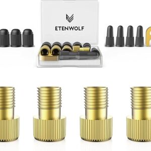 ETENWOLF Brass Presta Valve Adapter 4 Pack, Convert Presta to Schrader Valve Adaptor, Easy Inflation with Standard Pump or Air Compressor, I…