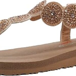 Skechers Women’s Meditation-Stars & Sparkle-Circular Rhinestone Slingback Thong Flip-Flop