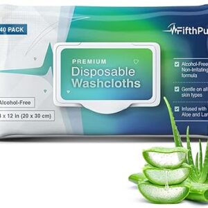 Disposable Body Wipes For Adults (1 Pack of 40) – Premoistened Body Wipes For Adult Bathing Infused With Aloe and Lanolin – Alcohol-Free Adult Wipes For The Elderly Extra Large – 8″ x 12″ Washcloths