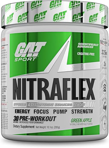 GAT SPORT Nitraflex Advanced Pre-Workout Powder, Increases Blood Flow, Boosts Strength and Energy, Improves Exercise Performance, Creatine-...