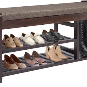 Bamboo Shoe Storage Bench with Cushion