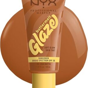 NYX PROFESSIONAL MAKEUP Buttermelt Glaze Soft Glow Skin Tint + SPF 30, Up To 12HR Wear, 05 Chai Butta