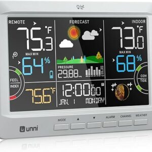 Weather Station Wireless Indoor Outdoor Thermometer with Heat Dew Mold, Thermometer Inside Outside with Calendar and 3 Adjustable Backlight