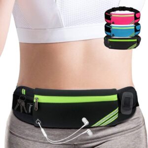 Slim Running Belt Fanny Pack,Waist Pack Bag for Hiking Cycling Workout,Reflective Runners Belt Jogging Pouch,Travelling Money Phone Holder …