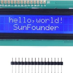 SunFounder LCD1602 Module with 3.3V Backlight Compatible with Arduino R3 Mega2560 Raspberry Pi 16×2 Character White on Blue Background