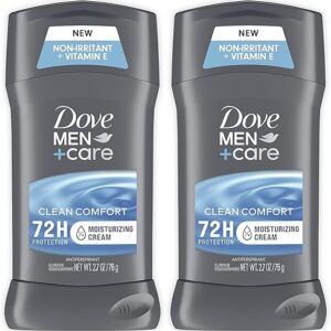 DOVE MEN + CARE Antiperspirant Deodorant Stick Clean Comfort Twin Pack 72-Hour Sweat & Odor Protection Antiperspirant for Men With 1/4 Mois…