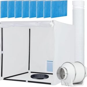Airbrush Booth, Siebwin 30 * 30 * 30 inch Hobby Airbrush Paint Spray Booth Kit with Powerful Duct Fans, Filter Hose and Turntable for Model…