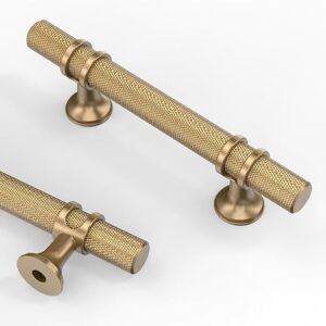 Asidrama 10 Pack 3 Inch(76mm) Knurled Champagne Bronze Cabinet Pulls, Kitchen Cabinet Hardware, Cupboard Handles, Drawer Pulls