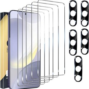 Screen Protector Compatible with Galaxy S24 5G, [5+5 Pack] Camera Lens Protectors, Fingerprint Unlock Support, HD Tempered Glass, Touch Sen…
