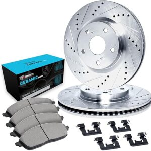 R1 Concepts Front Brakes and Rotors| Hardware Included| Front Ceramic Brake Pads and Rotors Kit| Fits 2013-2019 Nissan Sentra