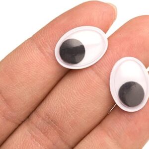 12x16mm Oval Wiggle Eyes Glue-On Black and White Flat Back