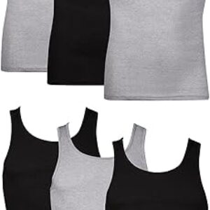 Hanes Men’s Lightweight Cotton Moisture-Wicking Tank Undershirts (6 Pack)