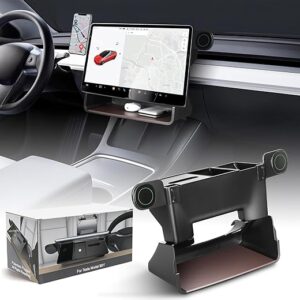 REAWUL Tesla Center Console Organizer for Model Y & 3 with Magnetic Phone Holder, Buckle Under Screen Storage Box Dashboard Organizer Tissu…
