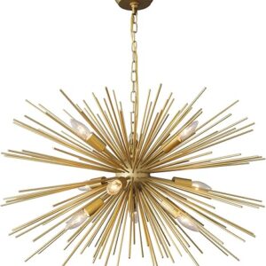 Modern Gold Sputnik Chandelier Vintage 9-Lights Geometric Starburst Chandelier Light Fixture Golden Sputnik Chandelier for Dining Room, Kitc…