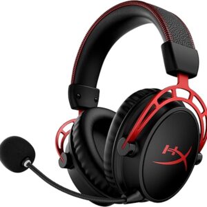 HyperX Cloud Alpha Wireless – Gaming Headset for PC, 300-hour battery life, DTS Headphone:X Spatial Audio, Memory foam, Dual Chamber Drivers, Noise-canceling mic, Durable aluminum frame,Red