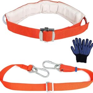 Safety Belt with Adjustable Lanyard – Tree Climbing Belt Harness with Fall Protection, Ladder Safety Harness and Sports Gloves