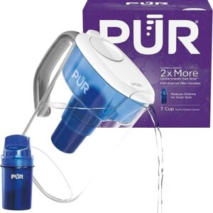 PUR 7-Cup Pitcher Water Filter with 1 Genuine PUR Filter- Small Capacity, 2-in-1 Powerful, Faster Filtration, Lasts 2 Months or 40 Gallons,…