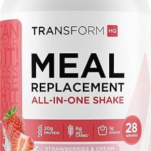TransformHQ Meal Replacement Shake Powder 28 Servings (Strawberry & Cream) – Gluten Free, Non-GMO
