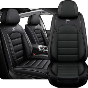 Fit for 98% of BMW Car Seat Covers, Full Surround Faux Leather Anti-Slip Waterproof Auto Seat Cover(Classic Black,Front Set)