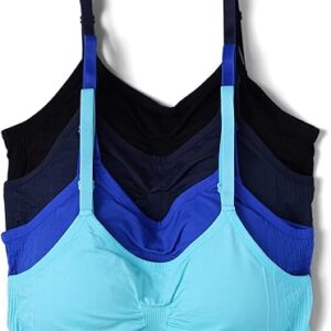 Kalon 4 Pack Women’s Nylon Spandex Removable Pads Comfort Cami Bras Wireless