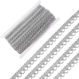 GORGECRAFT 20 Yards 0.39 Inch Silver Gimp Braid Trim Metallic Edge Trims Embellishment Flower Pattern Lace Ribbons for Sewing Wedding Brida…
