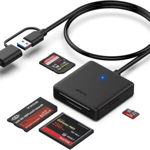 Memory Card Reader, BENFEI 4in1 USB 3.0 and USB-C to SD Micro SD MS CF Card Reader Adapter, 4 Cards Simultaneously Read and Write, Compatibl…