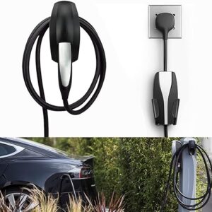 SEVEN SPARTA Charging Cable Holder with Chassis Bracket Compatible with Tesla Model 3 Model Y Model X Model S Charger Cable Organizer Car Accessories Wall Connector, Patent Approved (Black)