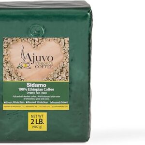 Ethiopian Sidamo Coffee | 100% Organic and Fair Trade | Roasted, Ground | Two (2) Pounds