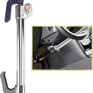 Tevlaphee Universal Steering Wheel Brake Lock Anti-Theft Retractable Double Hook Car Clutch Pedal Lock for Car Truck SUV Van Security with …