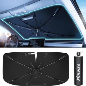 [2025 Upgrade] Nmoiss Windshield Sun Shade Umbrella – [Vinyl Coating Heat Shield] Protect Car from Sun Rays & Heat Damage Keep Cool and Pro…