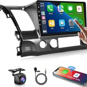 for Honda Civic 2006-2011 Wireless Carplay Android Car Stereo Support Wireless Android Auto with WiFi GPS Navigation AHD Backup Camera FM RDS Radio Receiver EQ HiFi Steering Wheel Controls