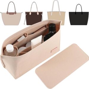 Doxo Purse Organizer Insert for Handbags & Base Shaper 2pc Set,Felt Organizer Insert Large Tote,Bag Organizer with Zipper 7 Sizes,Fit Speed…