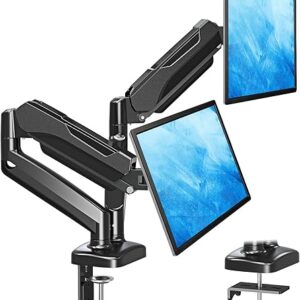 MOUNTUP Dual Monitor Stand for Desk, Gas Spring Monitor Arms for 2 Monitors Max 32 Inches, Height Adjustable Double Monitor Mount, VESA Mou…