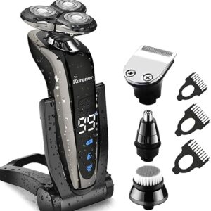 Rechargeable Waterproof Electric Shaver with Trimmers