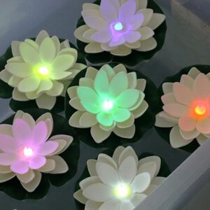 12 PCS LED Floating Lotus Lights – Waterproof