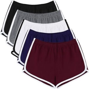 URATOT 5 Packs Soft Comfy Booty Cotton Workout Pants Breathable Lounge Dolphin Shorts Cycling Hiking Pants for Women